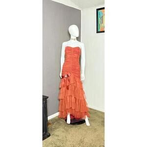 1990's Rust Tulle Drop Waist Cupcake Gown from Jessica McClintock Y2K Gunne sz 6